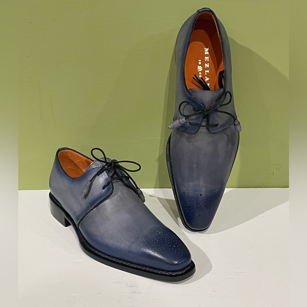 Mezlan shoes Oxford leather calf gray/blue